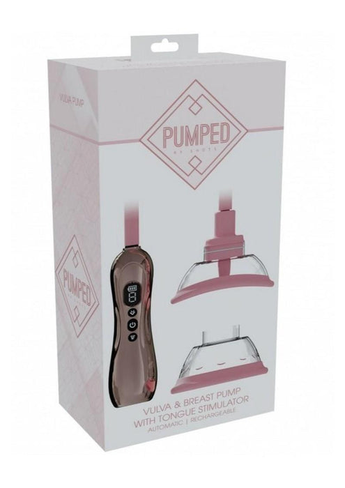 Pumped Automatic Rechargeable Vulva and Breast Pump with Rotating & Vibrating Tongue - Rose Gold