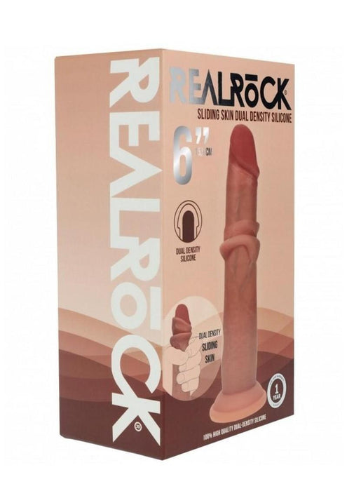 RealRock Dual Layered Silicone Realistic Sliding Skin Dildo 6in - Vanilla