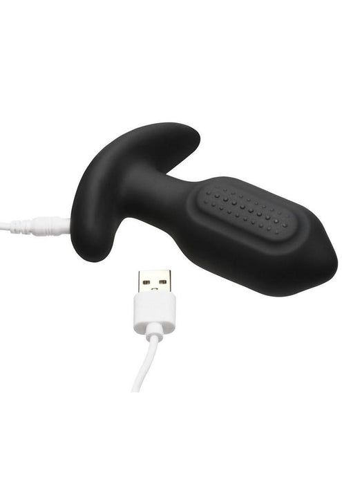 Bang! Bumpy Vibrating Rechargeable Silicone Butt Plug - Black