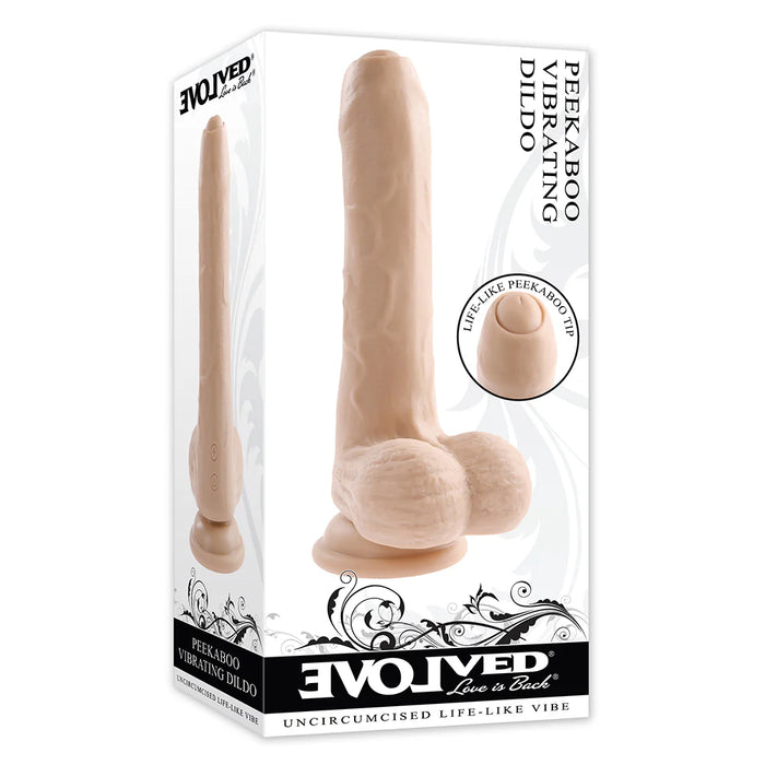 Peek A Boo Vibrating Rechargeable Silicone Dildo - Vanilla