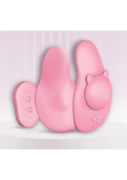 Ultra Here Kitty Kitty Rechargeable Silicone Panty Vibe with Remote Control - Pink