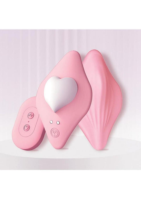 Ultra I Heart You Rechargeable Silicone Panty Vibe with Remote Control - Pink
