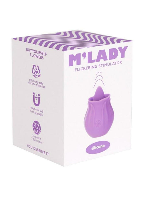 M’Lady Flickering Tongue and Vibrating Silicone Rechargeable Clitoral Stimulator - Purple