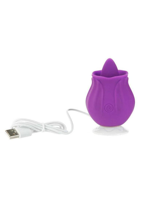 M’Lady Flickering Tongue and Vibrating Silicone Rechargeable Clitoral Stimulator - Purple