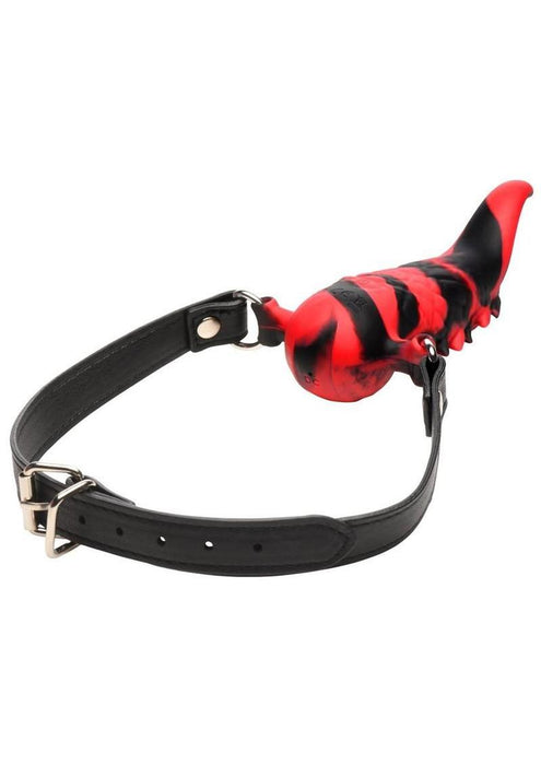 Creature Cocks Demon's Tongue Vibrating Rechargeable Silicone Oral Enhancer with Harness - Red/Black