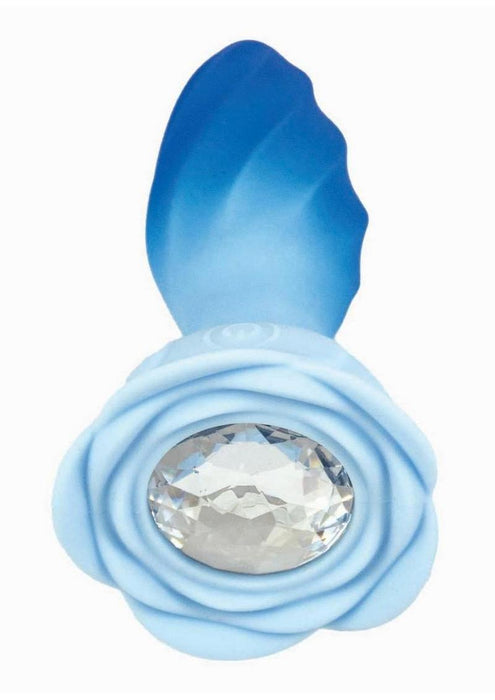 Goddess Remote Control Rotating Jewel Rechargeable Silicone Plug - Blue