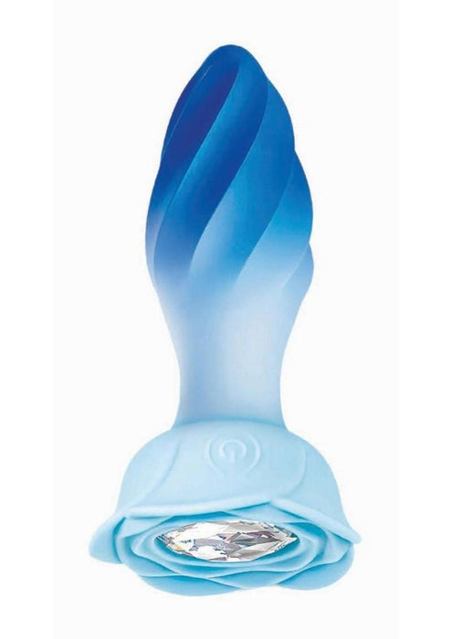 Goddess Remote Control Rotating Jewel Rechargeable Silicone Plug - Blue