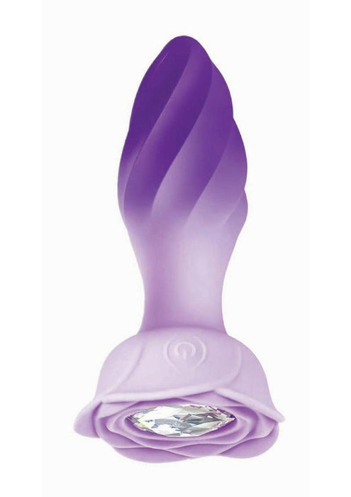 Goddess Remote Control Rotating Jewel Rechargeable Silicone Plug - Purple