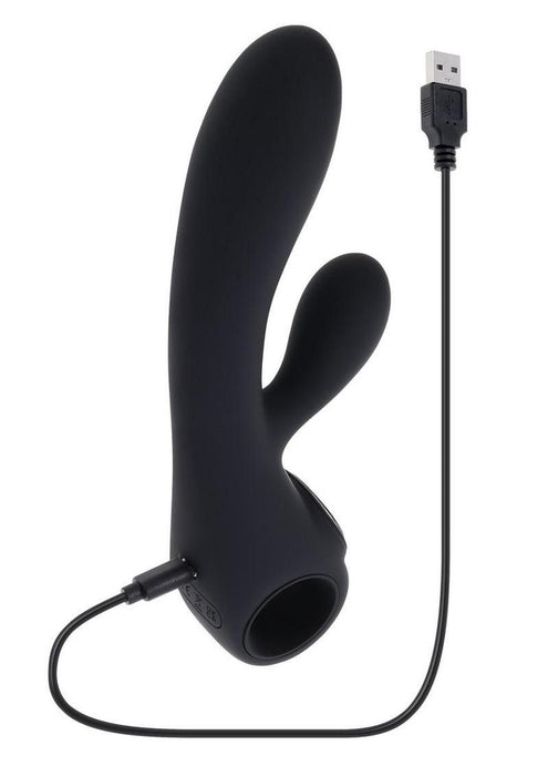 Black Magic Rechargeable Silicone Rabbit Vibrator - Black