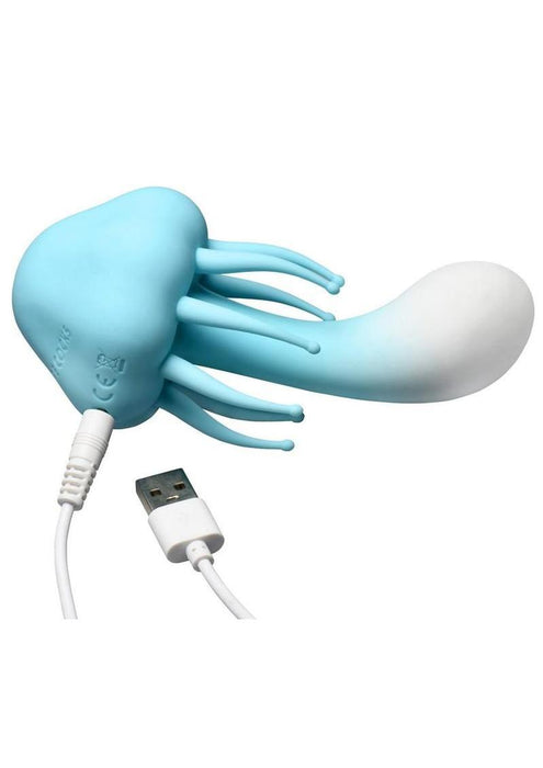 Creature Cuties Jellyvibe Rechargeable Silicone Vibrator - Blue/White