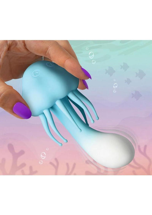 Creature Cuties Jellyvibe Rechargeable Silicone Vibrator - Blue/White