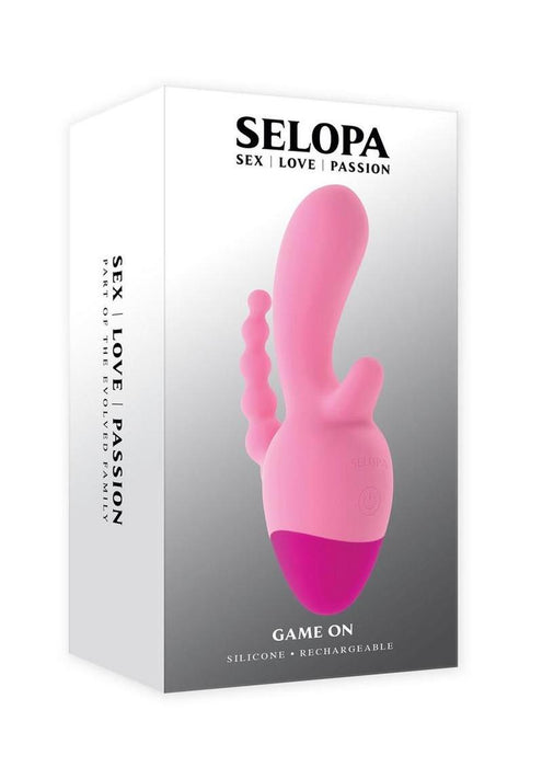 Selopa Game On Rechargeable Silicone Triple Stimulation Vibrator