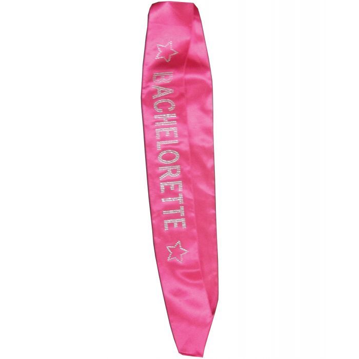Bachelorette Sash w/Crystals - Hot Pink
