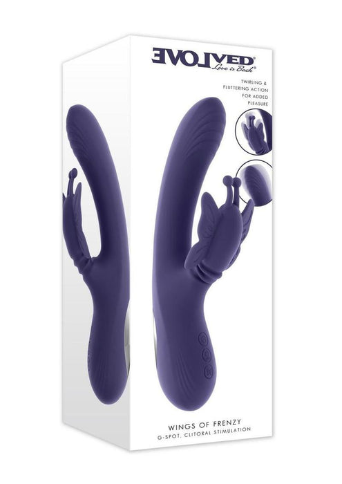 Wings of Frenzy Rechargeable Silicone Multi Vibrator with Clitoral Stimulator - Purple