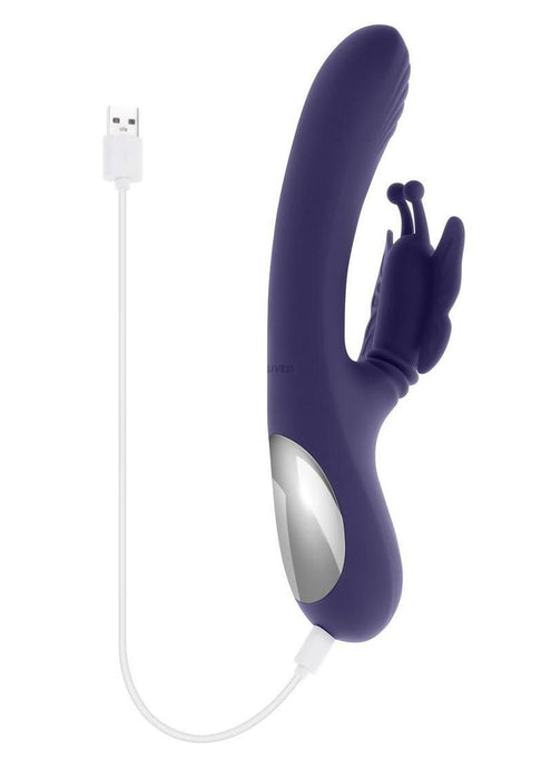 Wings of Frenzy Rechargeable Silicone Multi Vibrator with Clitoral Stimulator - Purple