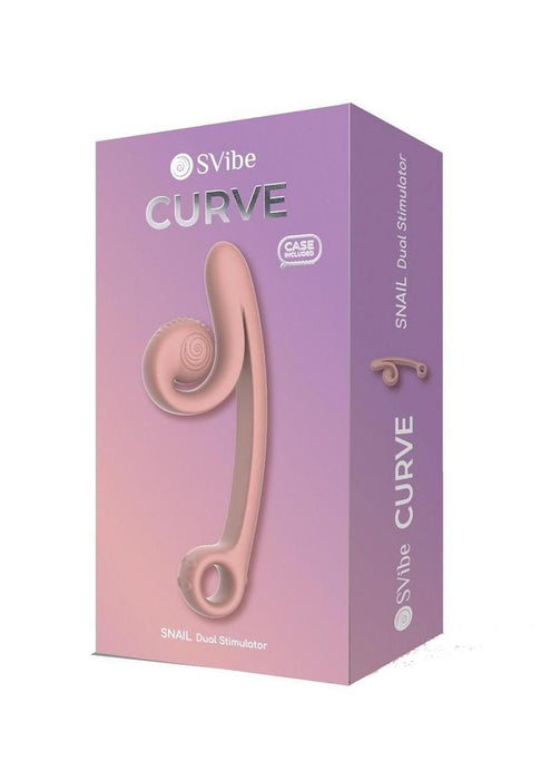 SVibe Snail CURVE Rechargeable Silicone Vibrator with Clitoral Stimulator - Peachy Pink