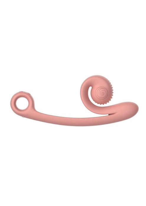SVibe Snail CURVE Rechargeable Silicone Vibrator with Clitoral Stimulator - Peachy Pink