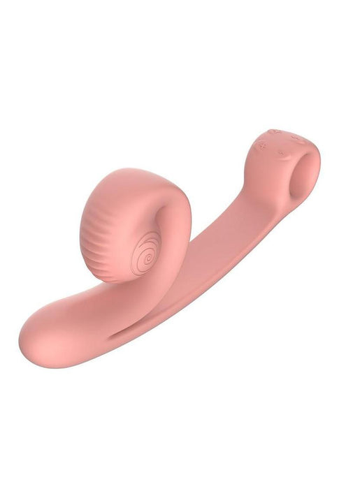 SVibe Snail CURVE Rechargeable Silicone Vibrator with Clitoral Stimulator - Peachy Pink