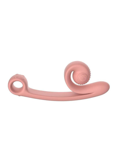SVibe Snail CURVE Rechargeable Silicone Vibrator with Clitoral Stimulator - Peachy Pink