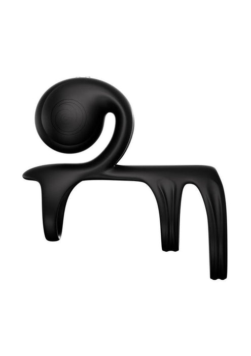 SVibe Snail JOVI Arc Rechargeable Silicone Couples Triple Cock Ring with Remote Control - Noir Haze
