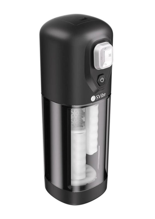 SVibe Ikon VOLT Rechargeable Custom Vibrating Heating Masturbator - Clear/Black