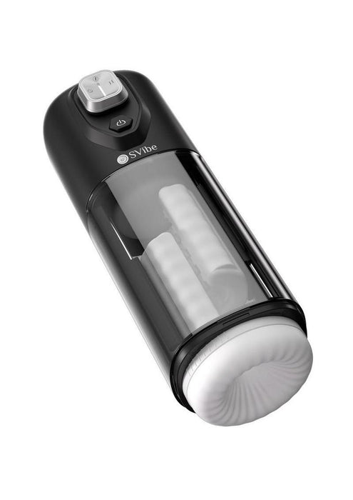 SVibe Ikon VOLT Rechargeable Custom Vibrating Heating Masturbator - Clear/Black