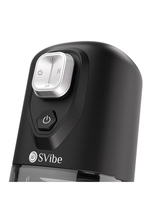 SVibe Ikon VOLT Rechargeable Custom Vibrating Heating Masturbator - Clear/Black
