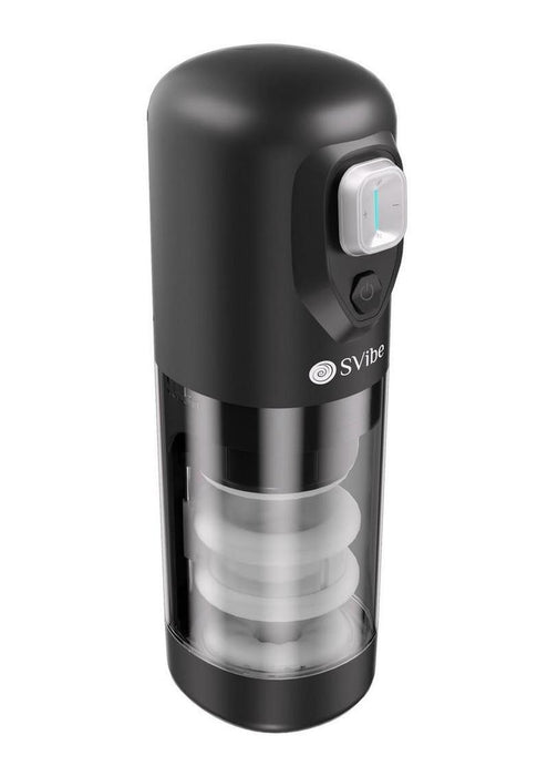 SVibe Ikon SPARK Rechargeable Thrusting Rotating Masturbator - Clear/Black