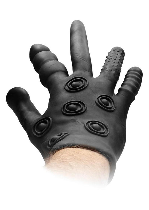 Shots Fist It Stimulation Silicone Textured Glove - Black
