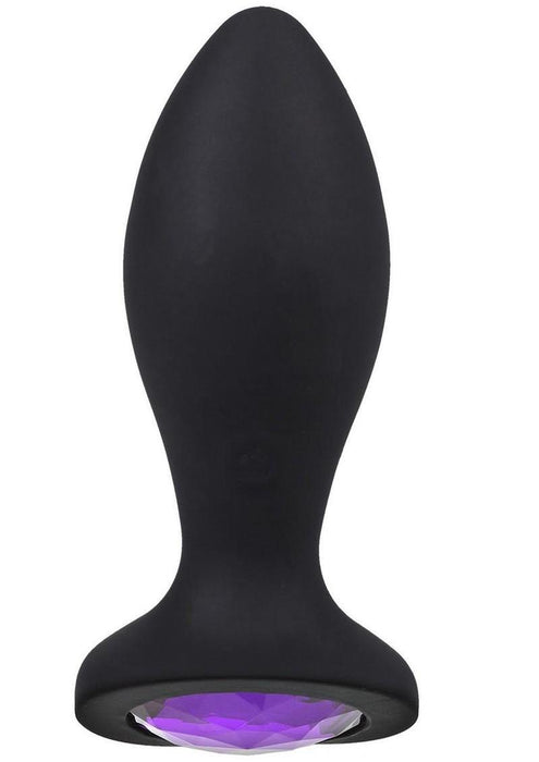 Booty Bling Jeweled Wearable Vibrating Silicone Plug 3In - Purple