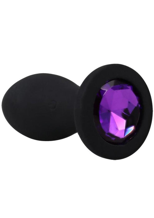 Booty Bling Jeweled Wearable Vibrating Silicone Plug 3In - Purple