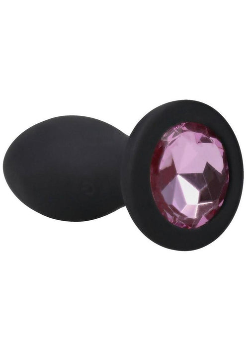 Booty Bling Jeweled Wearable Vibrating Silicone Plug 3In - Pink