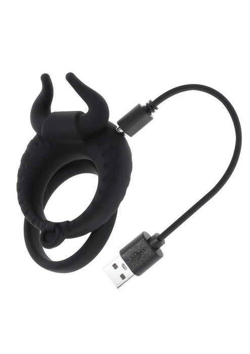 Zero Tolerance Raging Bull Rechargeable Silicone Dual Cock Ring - Black