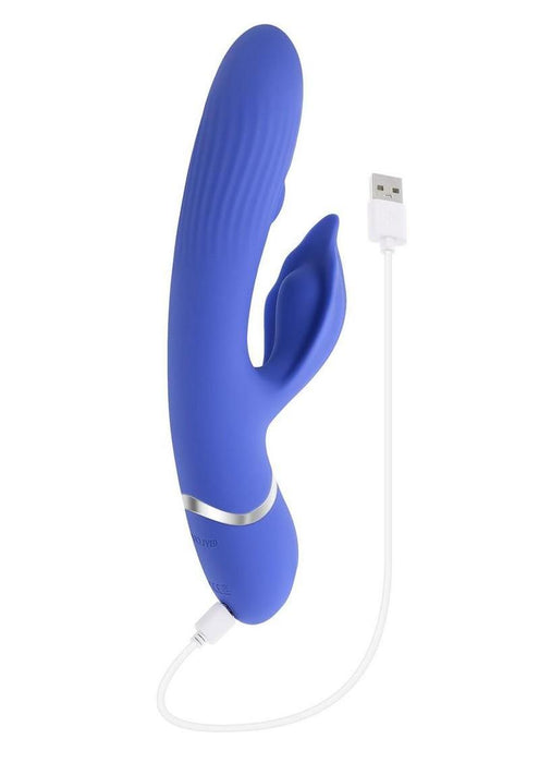 Shudder Rechargeable Silicone Triple Motor Vibrator with Stimulator - Blue