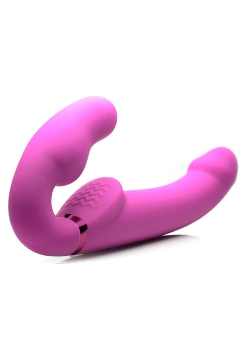 Strap U Evoke Ergo Fit Inflatable & Vibrating Silicone Strapless Strap-on with Remote Control - Pink