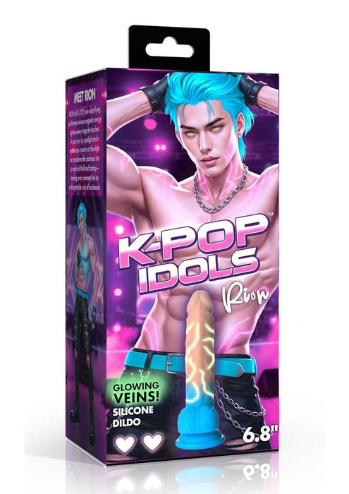 K Pop Rion Glow in the Dark Silicone Dildo with Balls - Vanilla