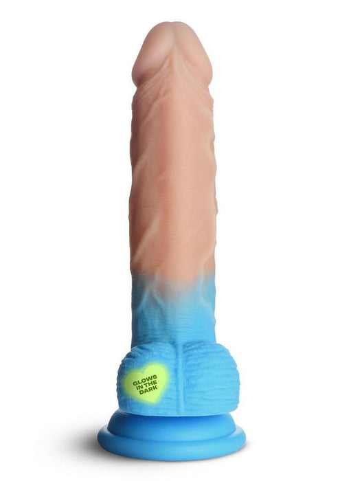 K Pop Rion Glow in the Dark Silicone Dildo with Balls - Vanilla
