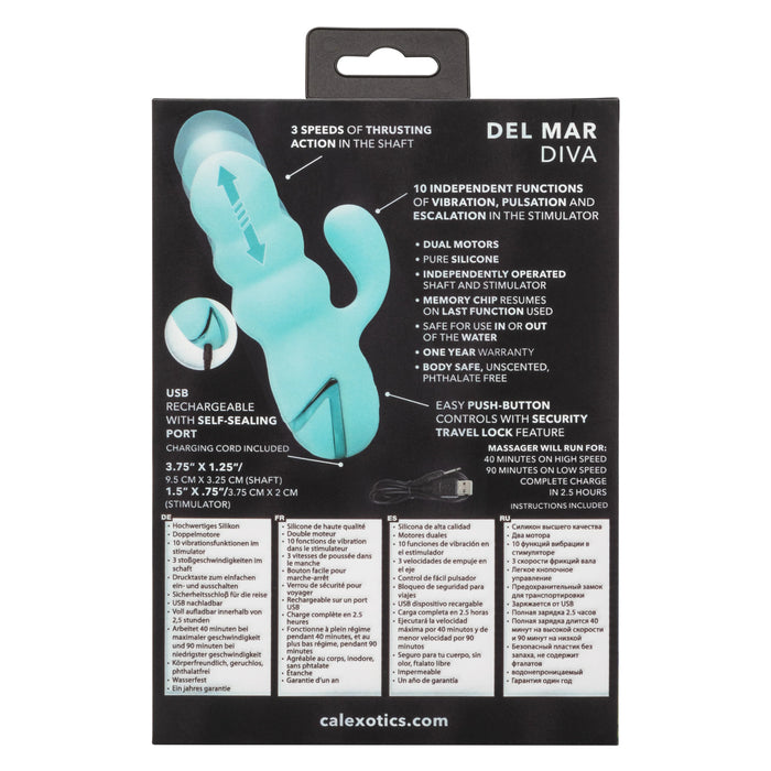 California Dreaming Del Mar Rechargeable Silicone Dual Stimulator - Teal