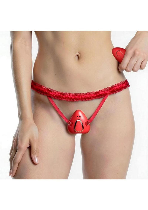 Bedroom Bliss Couples Silicone Rechargeable Panty Vibe with Remote Control - Red