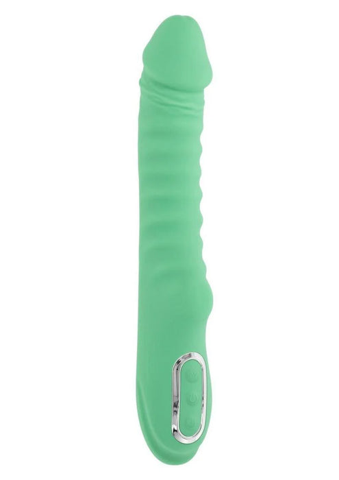 Full Throttle Rechargeable Silicone Warming Vibrator - Green