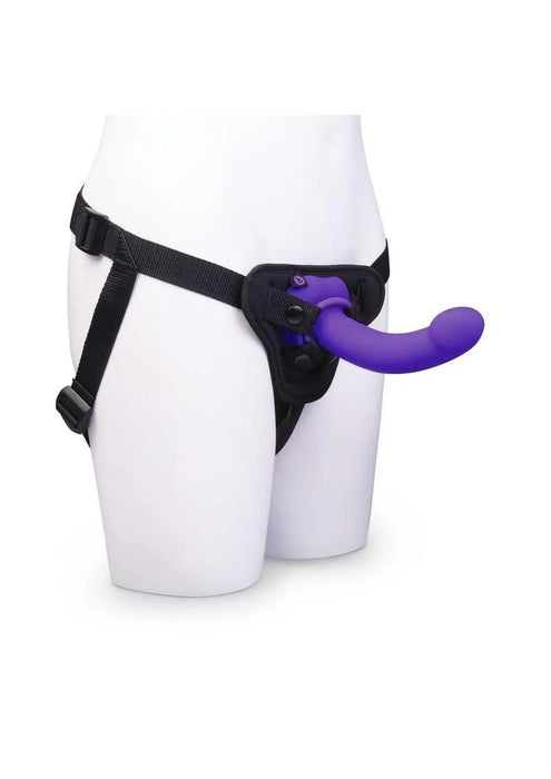 B-Vibe Vibrating Curved Silicone Strap-On Kit - Black/Purple