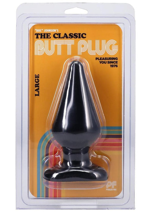 Classic Butt Plug Large Black Sil A Gel 6 Inch