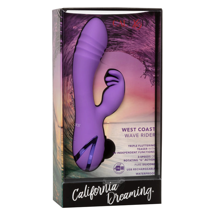 California Dreaming West Coast Wave Rider Silicone Rechargeable Rabbit Vibrator - Purple