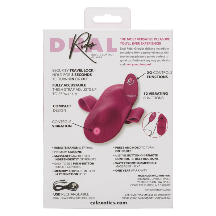 Dual Rider Remote Control Grinder Rechargeable Silicone Vibrator - Red