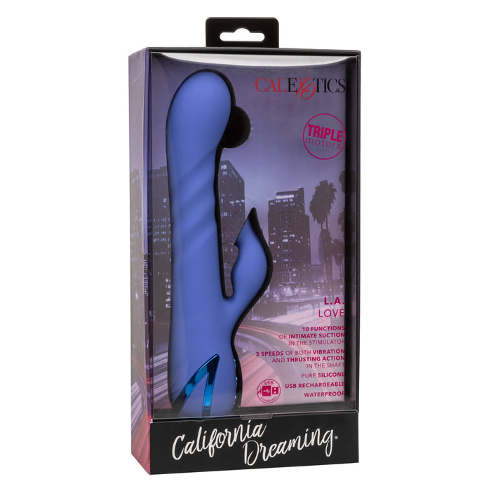California Dreaming L.A. Love Rechargeable Silicone Vibrator with Clitoral Stimulator - Blue