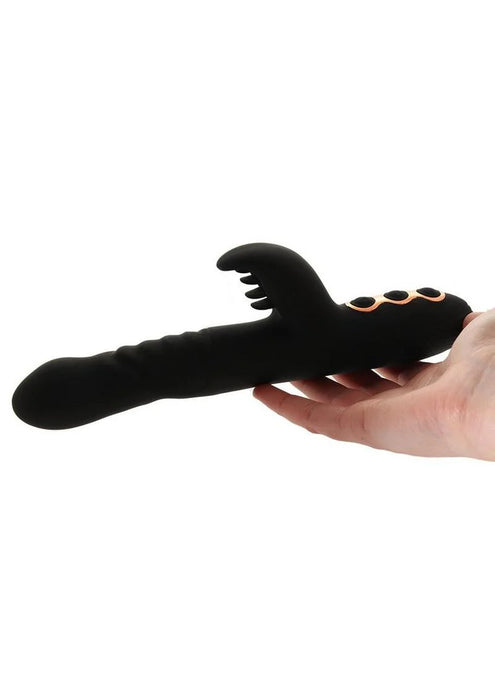 Princess Silicone Rechargeable Heat-Up Thruster Rabbit Vibrator - Black
