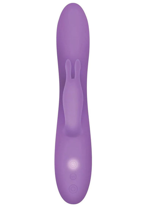 Romantic Rabbit Rechargeable Silicone Vibrator with Dual Motors - Purple