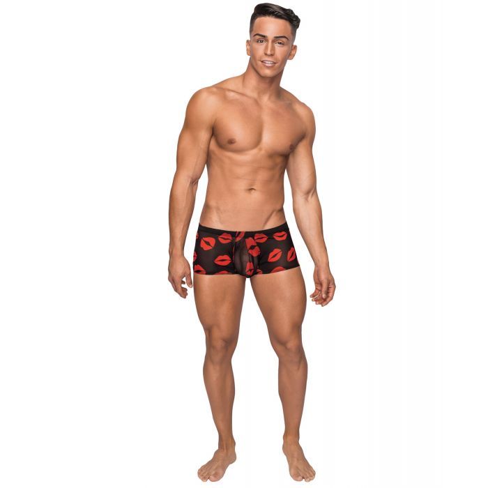 XL Kiss Me Stretch Mesh Mini Short Blk/Rd