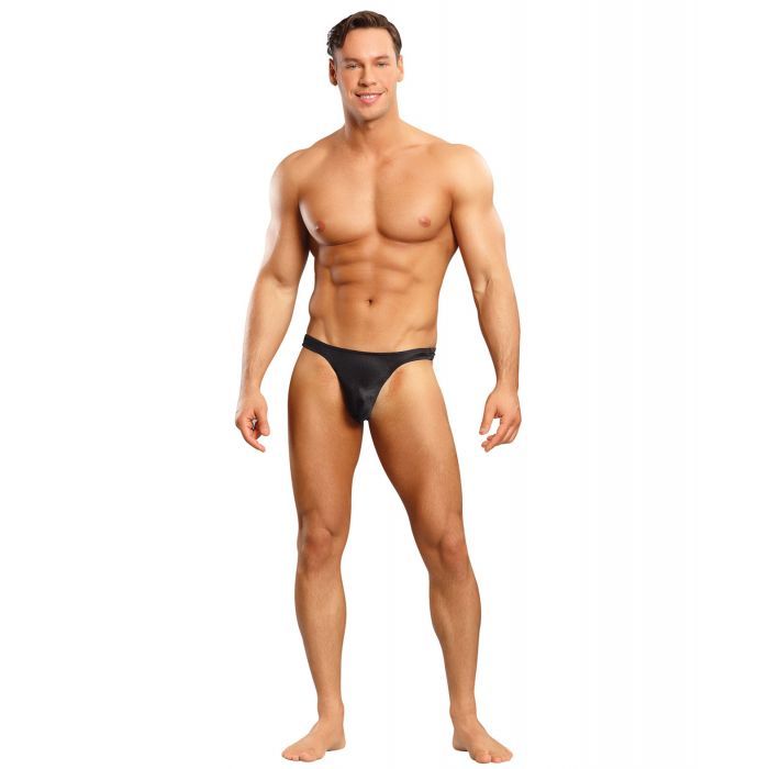 S/M Black Satin Bong Thong