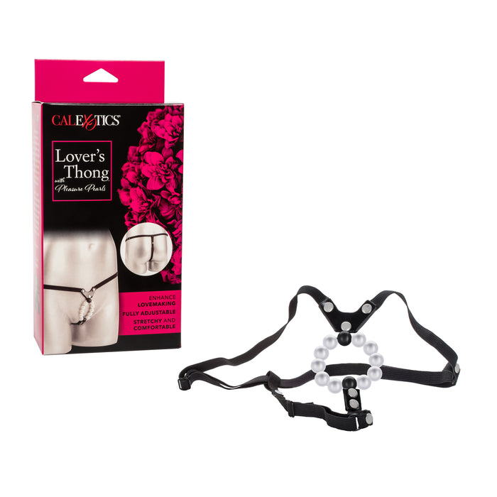 Lovers Thong With Pleasure Pearls Black